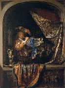 Gerard Dou Trumpet-Player in front of a Banquet France oil painting artist